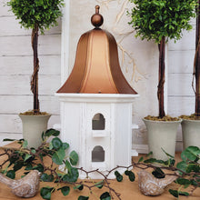 Load image into Gallery viewer, Queen Anne style birdhouse with copper domed roof.
