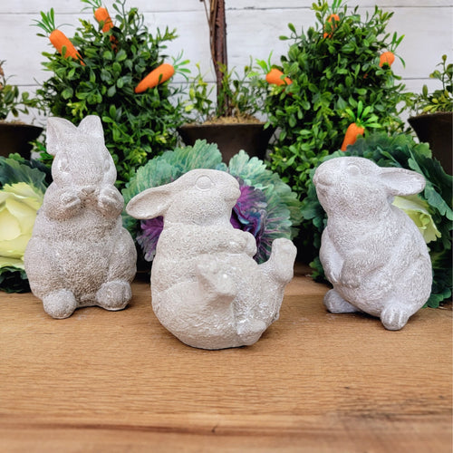 Cement garden bunny statue set of 3.