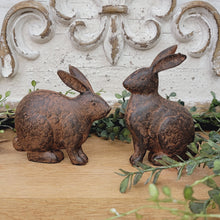 Load image into Gallery viewer, Rustic chocolate brown bunny figurines.
