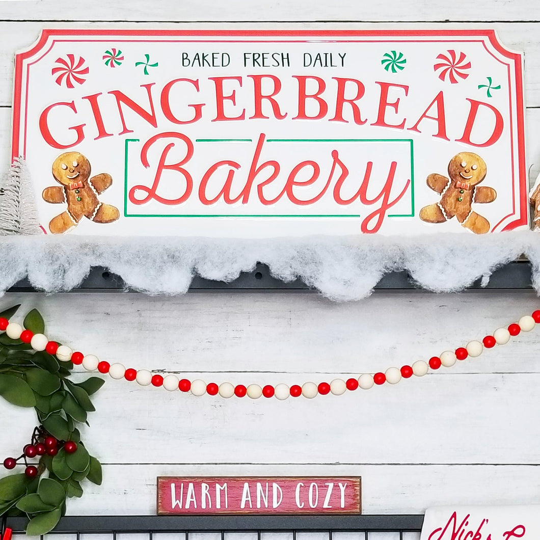 Gingerbread bakery metal enamel wall decor sign