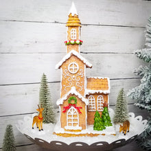 Load image into Gallery viewer, Gingerbread Church House Tabletop Decor 
