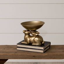 Load image into Gallery viewer, Antqiue inspired gold rabbit bowl.
