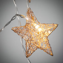 Load image into Gallery viewer, Gold lighted star garland.
