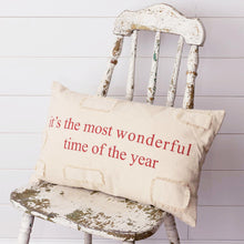 Load image into Gallery viewer, It&#39;s The Most Wonderful Time Of The Year cottage Christmas lumbar pillow.
