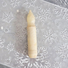 Load image into Gallery viewer, Ivory wax dipped glitter primitive battery operated candle.
