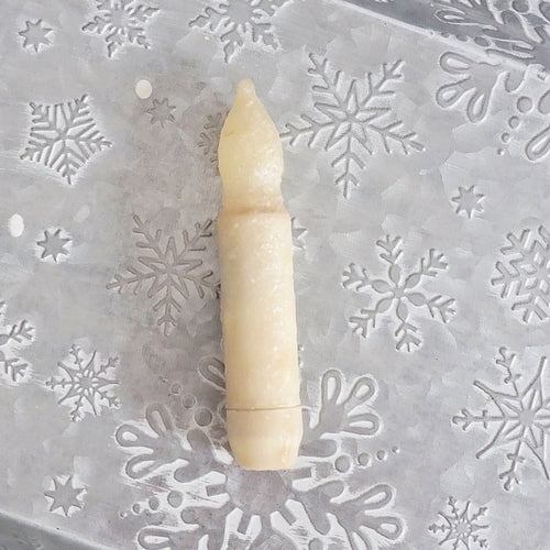 Ivory wax dipped glitter primitive battery operated candle.