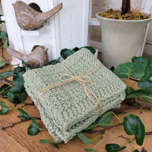 Load image into Gallery viewer, Sage green cotton kitted dishcloth set.
