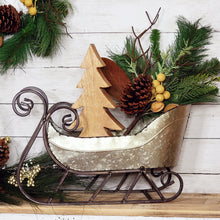 Load image into Gallery viewer, Rustic Galvanized Tabletop Santa Sleigh
