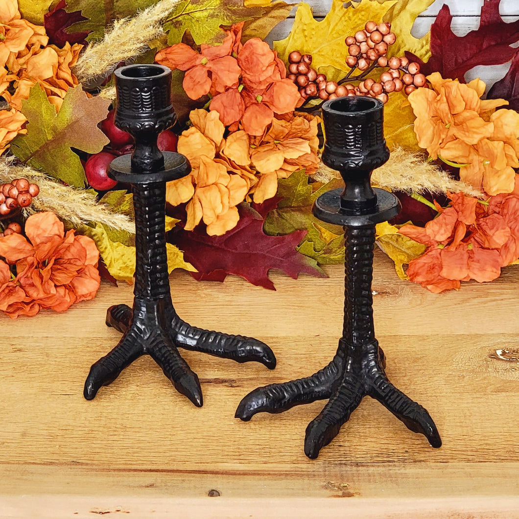 Raven Claw Taper Candle Holder Set