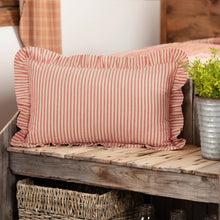Load image into Gallery viewer, Red Ticking Stripe Lumbar Pillow Cover
