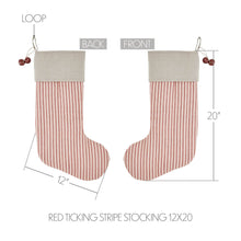 Load image into Gallery viewer, Red ticking stripe stocking size.
