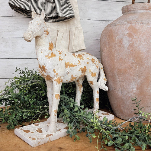 Chippy white rustic tabletop horse figurine.