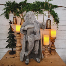 Load image into Gallery viewer, Frosted large santa figure statue with wreath holder.
