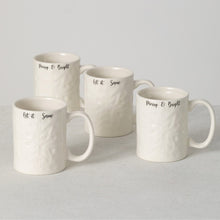 Load image into Gallery viewer, Snowflake embossed 4 piece mug set.
