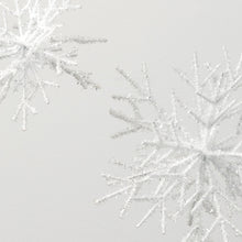 Load image into Gallery viewer, Dimensional tinsel glitter snowflake ornaments.
