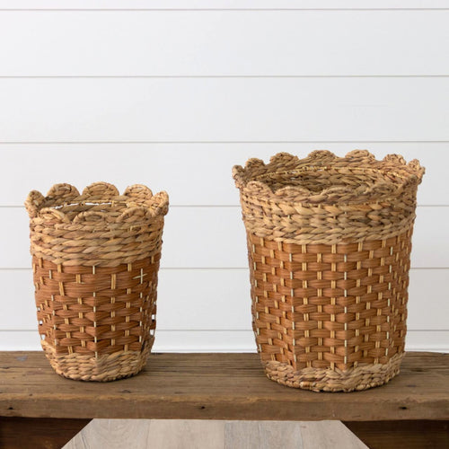 Scalloped Rattan Nesting Basket Set.