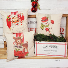 Load image into Gallery viewer, Vintage farmhouse retro santa, reindeer, and snowman pillow set
