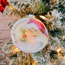 Load image into Gallery viewer, Merry Christmas, Vintage Santa glass ornament.
