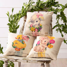 Load image into Gallery viewer, Vintage Spring greetings mini pillow set.
