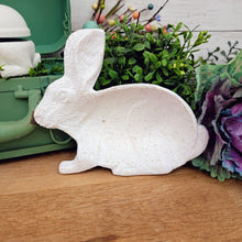 Load image into Gallery viewer, White rabbit cast iron trinket dish.
