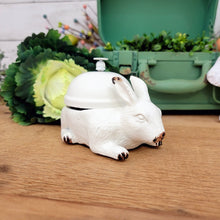 Load image into Gallery viewer, Vintage inspired white rabbit metal desk bill.
