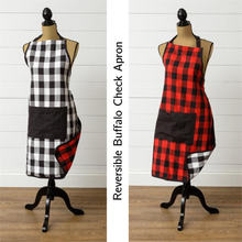 Load image into Gallery viewer, Reversible Buffalo Plaid Adult Apron Black and White Red and Black
