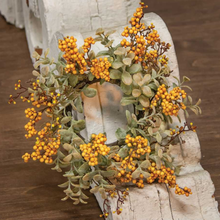 Load image into Gallery viewer, Mustard Pebble Creek Candle Ring Wreath
