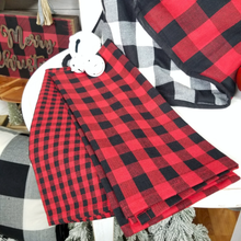 Load image into Gallery viewer, Red and Black Buffalo Plaid Tea Towel Set of 2
