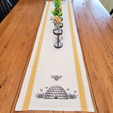Load image into Gallery viewer, Bee Hive and Stripes Reversible Table Runner 55&quot;
