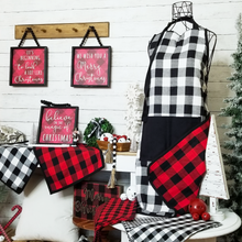 Load image into Gallery viewer, Black and White Buffalo Plaid Tea Towel Set of 2
