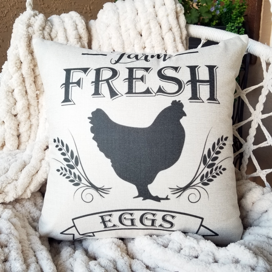 Farm Fresh Eggs or Gather 18x18 Pillow Cover