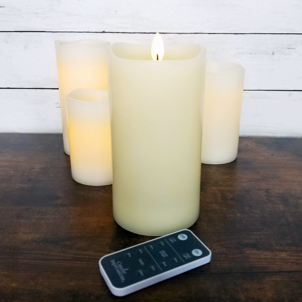 Folding Flame LED Real Wax Pillar Candle with Remote and Timer