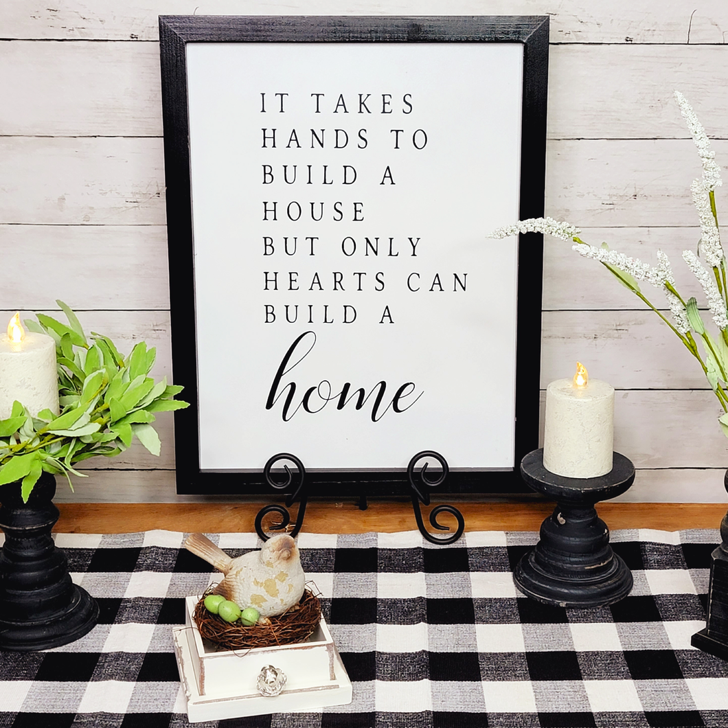 Only Hearts Can Build A Home Framed Black and White Wall Decor 14