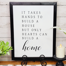 Load image into Gallery viewer, Only Hearts Can Build A Home Framed Black and White Wall Decor 14&quot; x 18&quot;
