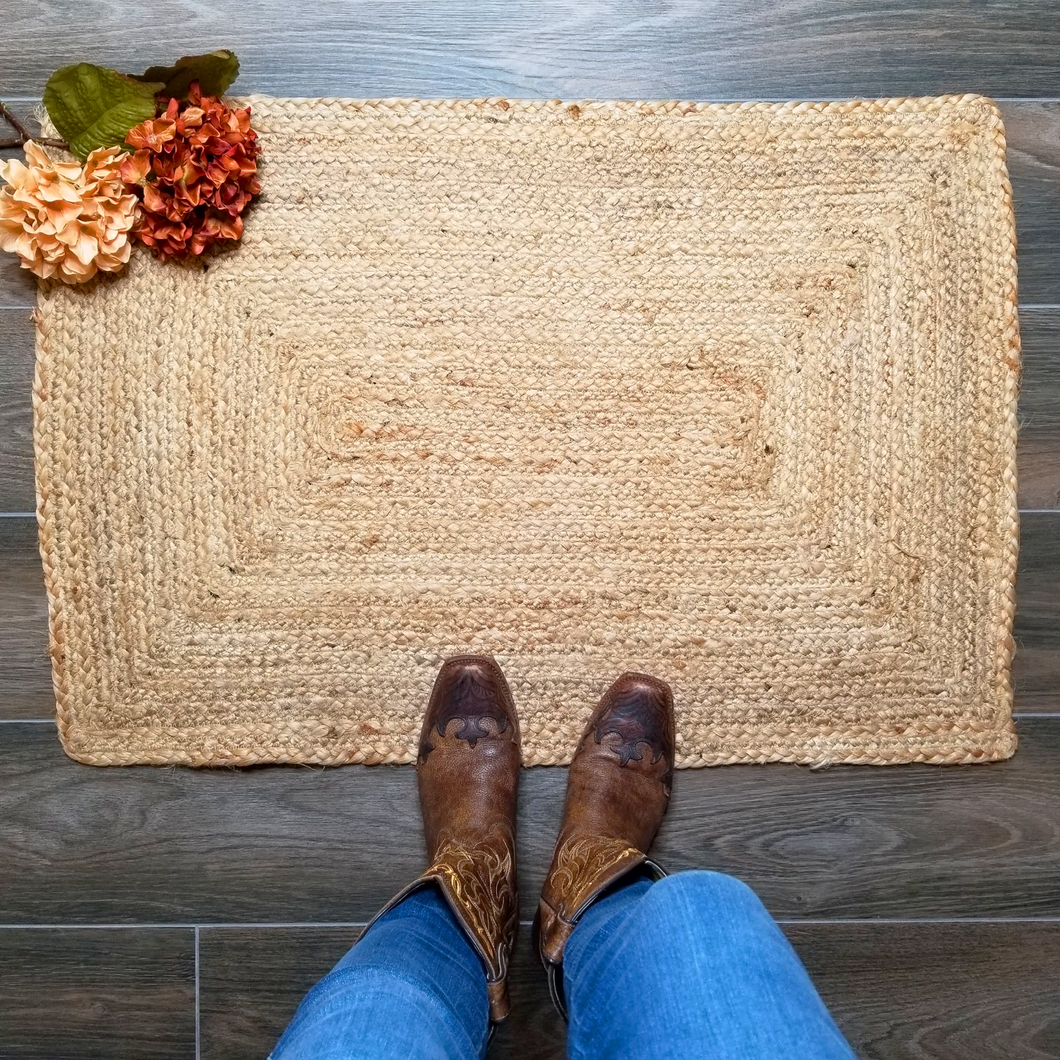 Source Unknown Natural Jute 3'x2' Throw Rug | Entryway Decor