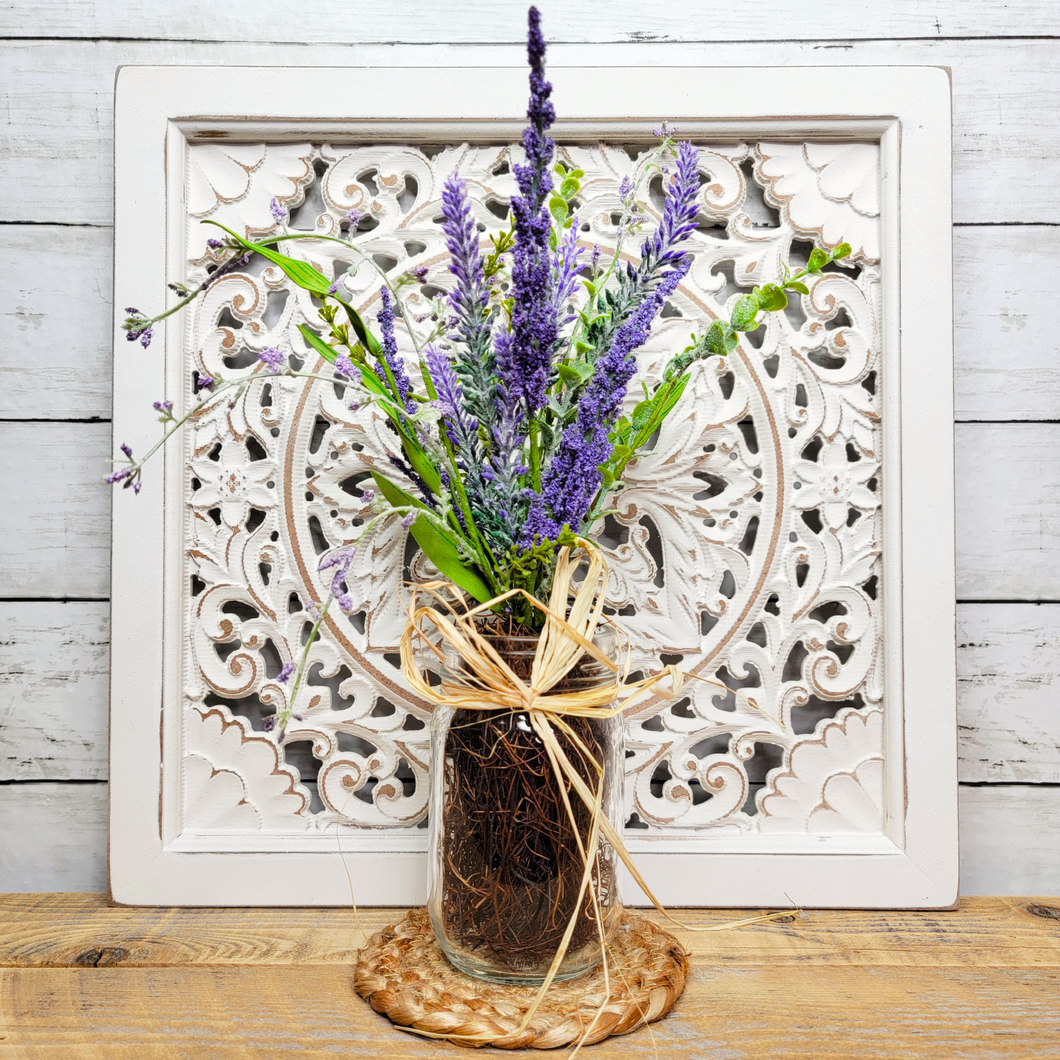 Rustic Lavender Mason Jar Vase Arrangement