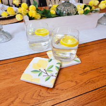 Load image into Gallery viewer, Lemon Resin Stone Coasters 4 Pack
