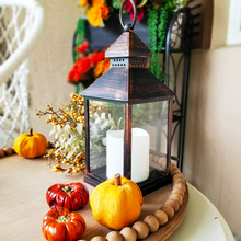 Load image into Gallery viewer, Rustic Lantern with Flameless Pillar Candle 10.5&quot;
