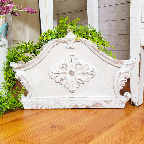 Ornate white plaster French country wall decor sign