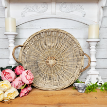 Load image into Gallery viewer, Large Round Wicker Basket with Handles
