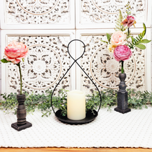 Load image into Gallery viewer, Distressed Black Wood Spindle Flower or Dowel Holder with Choice of Single Stem Floral
