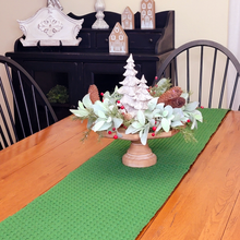Load image into Gallery viewer, Green Woven 74&quot; Table Runner with Fringe
