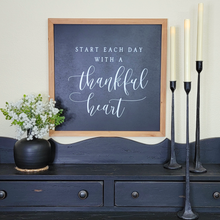 Load image into Gallery viewer, Start Each Day with a Thankful Heart Framed Wall Decor Sign 20&quot; x 20&quot;
