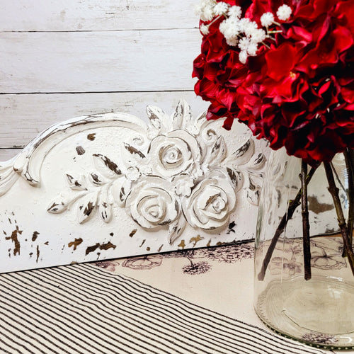 French country architectural floral rose wall decor